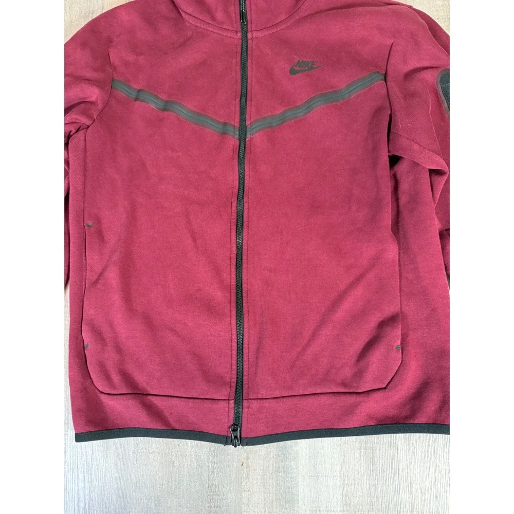 Nike Tech Fleece Full Zip Hoodie Jacket Burgundy Maroon CU4489-638 Mens Medium